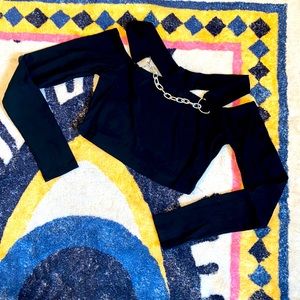 Black Chain Off The Shoulder Crop Top  (size M)